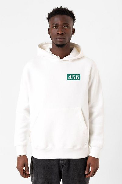 Tshirthane Φούτερ με κουκούλα Squid Game Player 456 White ανδρικό 3ip
