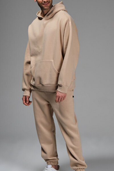 ruNadeS Ανδρική φόρμα φόρμας μεγάλου μεγέθους με τσέπη καγκουρό και ελαστικά πόδια - Ρούχα για το σπίτι