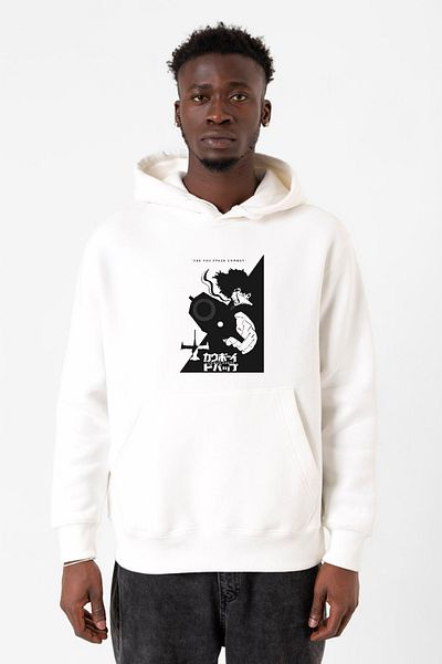 Tshirthane Cowboy Bebop Spike - Λευκό ανδρικό φούτερ με κουκούλα, 3ip