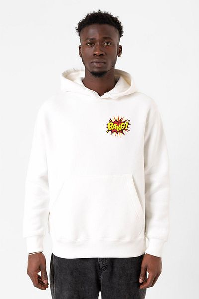 Tshirthane Hanorac alb cu glugă 3ip pentru bărbați cu logo Big Bang Theory Bang