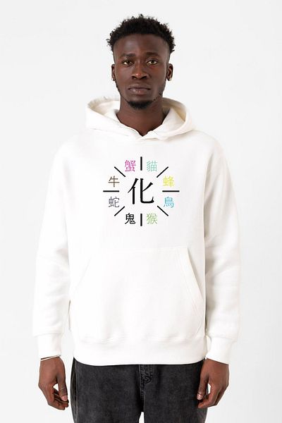 Tshirthane Monogatari Anime Apparitions Λευκό ανδρικό φούτερ με κουκούλα 3 κορδονιών