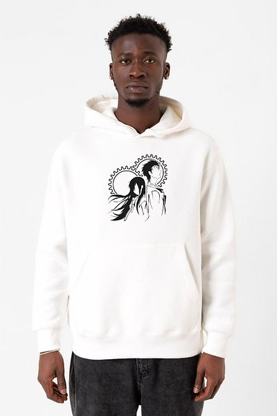 Tshirthane Steins Gate Okabe και Kurisu με μοτίβο λευκό ανδρικό φούτερ με κουκούλα 3 κορδονιών