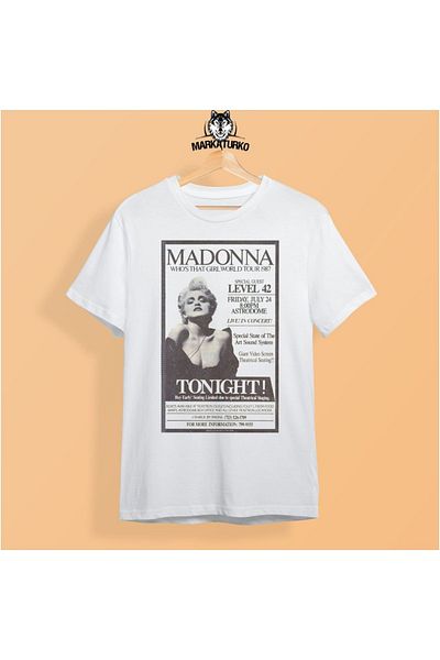 MarkaTurko Tricou unisex din bumbac pieptănat cu design special alb imprimat Madonna 206-b63