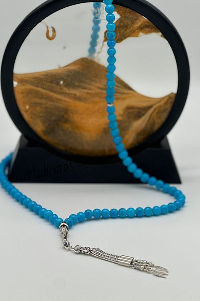 Hobimos Set of 99 Silver Plated Tassels 8 mm Light Blue Ceyt Prayer Rosary