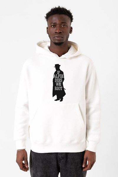 Tshirthane Peaky Blinders Alfie Dies - Ανδρικό φούτερ με λευκή κουκούλα