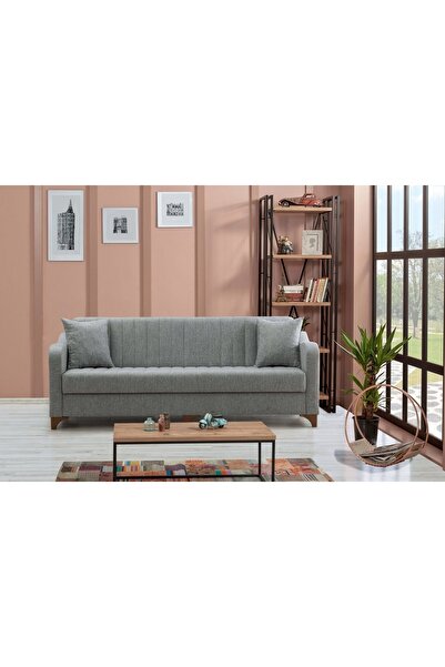 Vivense SOLO KETEN ÜÇLÜ KANEPE, GRİ