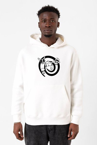 Tshirthane Φούτερ με κουκούλα Fallout Wild Wasteland White ανδρικό 3ip