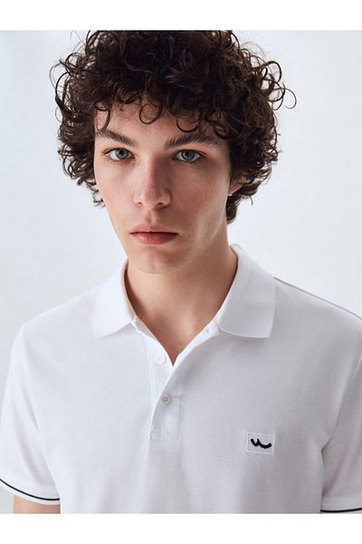 Ltb Polo Neck White T-shirt