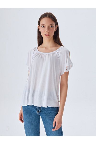 Ltb Off Shoulder White T-shirt