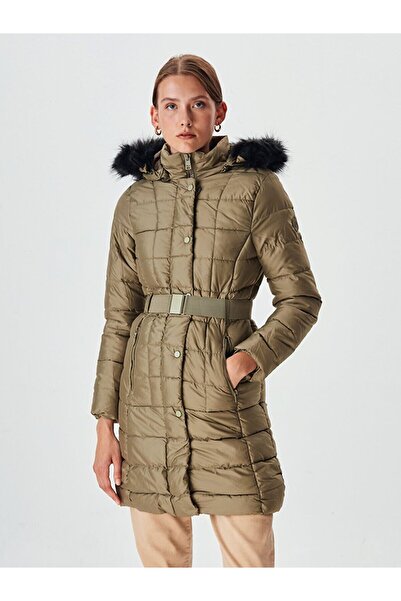 Ltb Belted Puffer Green Jacket