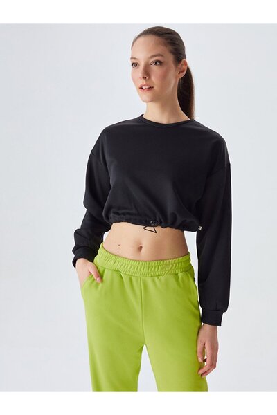 Ltb Hanorac negru cu talie elastică