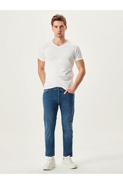 Ltb Λευκό μπλουζάκι V-Neck Basic Slim Fit