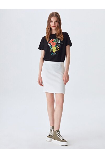 Ltb Kısa Yırtmaçlı Beyaz Etek