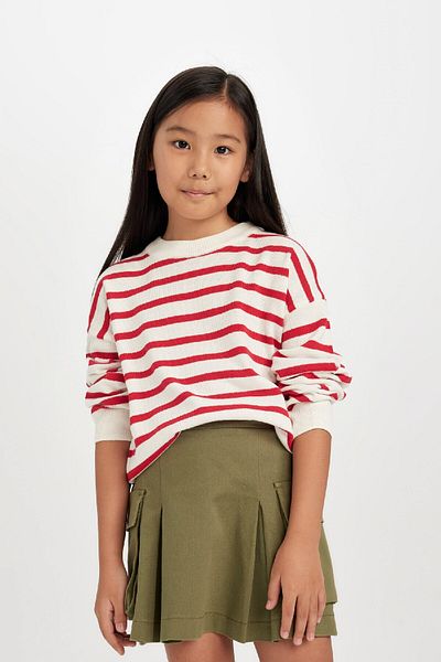 DeFacto Girl's Crew Neck Striped Knitwear Sweater D6759A8Ns