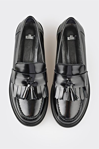Elle Shoes Siyah Deri Kadın Günlük Loafer