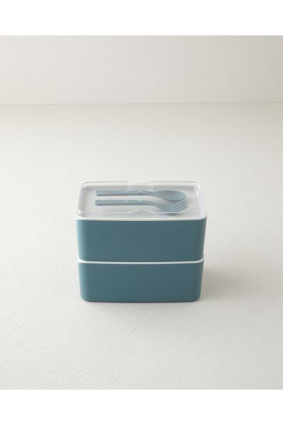 English Home Mezaluna Time Plastic 2 Layer Lunch Box 1 L- 1 L Green