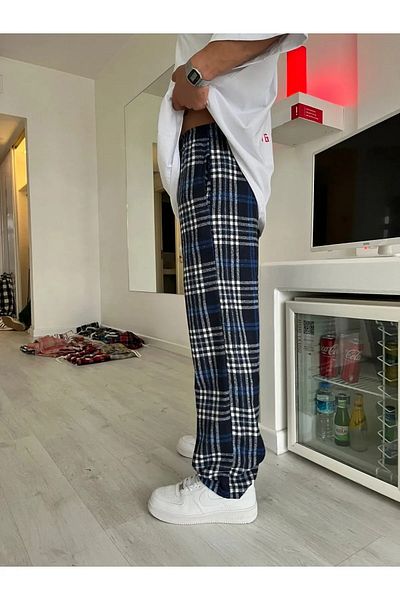 Gofeel Harajuku Plaid Black/Navy Relax Loose Sweatpants Hs