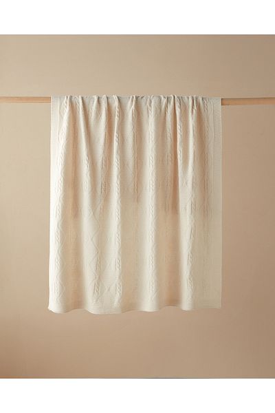 English Home Light Stone Twine Sofa Shawl - 130X170 cm