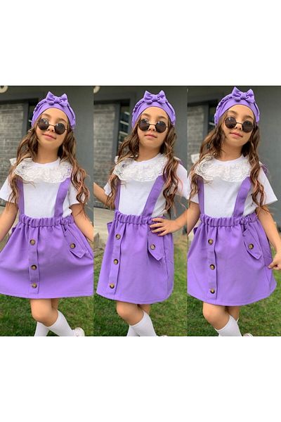 MODA Girl's Purple Bottom Top Dress Suit