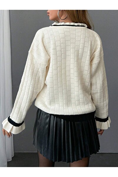 Ugdelia Pulover de damă cu mâneci cu volane