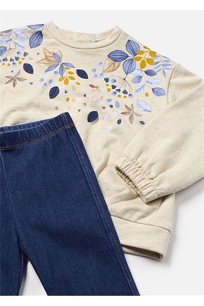 MAYORAL Navy Blue Baby Girl Blouse and Leggings Set - 2707