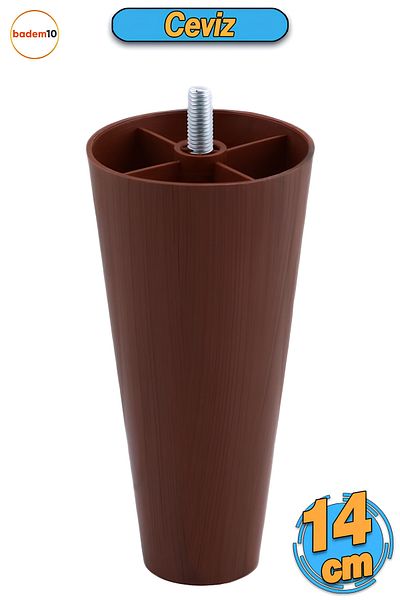 Badem10 Șurub (M8 DENT SUBTIRE) Picioare din plastic 14 cm (NUC) Înălțare mobilă Fotoliu Canapea Picioare