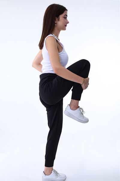 POLYMOOD Γυναικείο μαύρο ψηλόμεσο Jogger Sweatpants Jogger