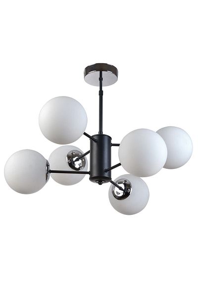 Modavize Paul Modern Design - Living Room Dining Room, Kitchen, 6-Piece White and Black Glass Pendant Lamp Set