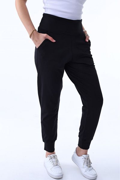 POLYMOOD Γυναικείο μαύρο ψηλόμεσο Jogger Sweatpants Jogger