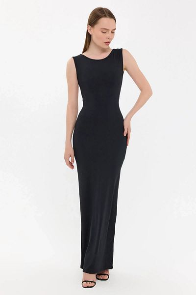 Hiccup Bodycon Maxi Φόρεμα - Λεπτομέρεια με λαιμόκοψη και πλάτη
