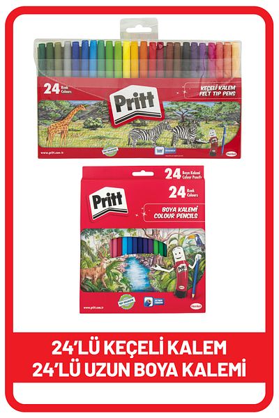 Pritt Set of 24 Long Dry Paint Pens - Felted