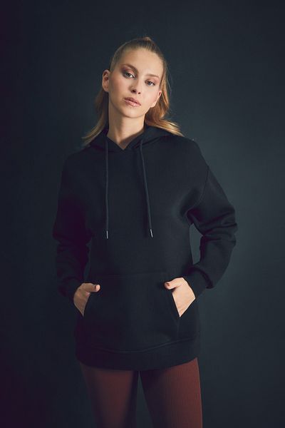Fulla Moda Базов суичър с качулка с джоб и кенгуру