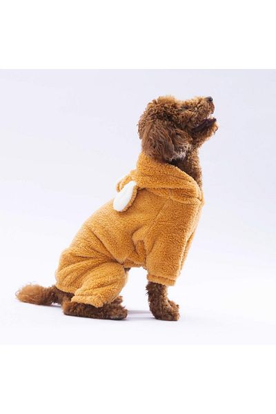 Pawstar Brown Tapeti Small Breed Plush Jumpsuit Dog Jumpsuit Dog Outfit Cat Outfit