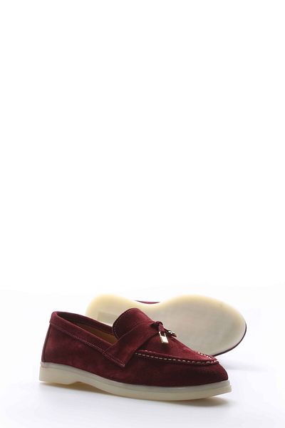 Ayakkabıhane În interior și în exterior, piele de căprioară autentică, roșu Claret, pantofi casual pentru femeiAH 08733261126