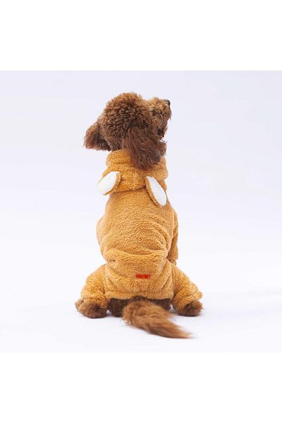 Pawstar Brown Tapeti Small Breed Plush Jumpsuit Dog Jumpsuit Dog Outfit Cat Outfit