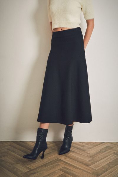 Fulla Moda Fusta de bază tricotată cu talie elastică