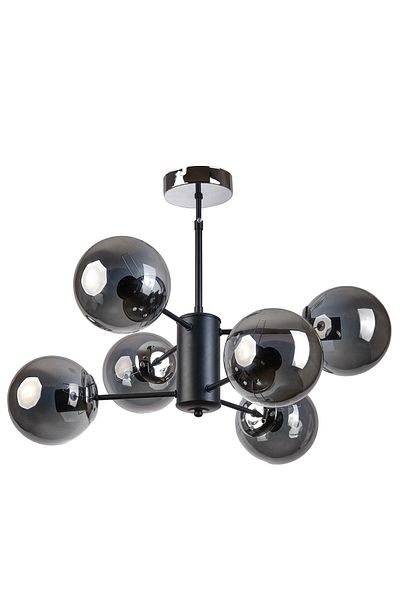 Modavize Paul Modern Design - Living Room Dining Room 6-Piece Chandelier, Black Smoke Glass Kitchen Pendant Lamp