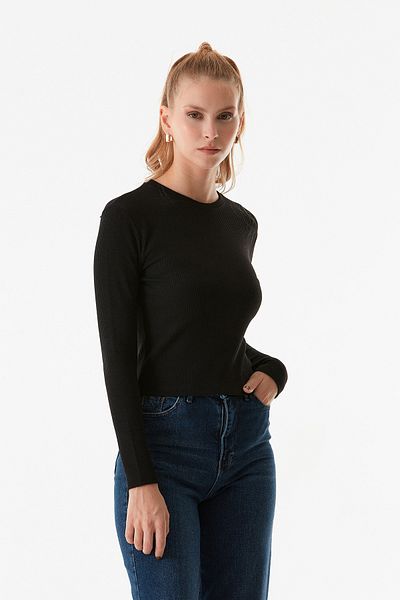Fulla Moda Βασική υφασμάτινη μπλούζα