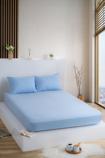 KetraHome Blue Single Elastic Sheet Set - 100X200Cm