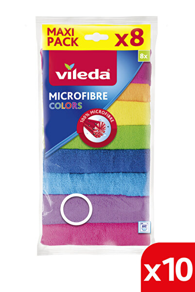 Vileda 10 عبوات - 8 قطع من قماش تنظيف الألوان المصنوع من الألياف الدقيقة بنسب...