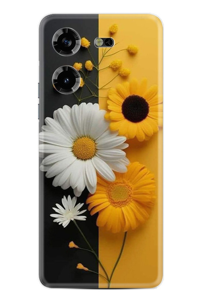 TECNO Pova 5 Kılıf Boutique Baskılı Resimli Sarı Beyaz Çiçek Pcode -044