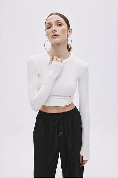 SHERIN Μπλούζα εκρού Viscose Crop