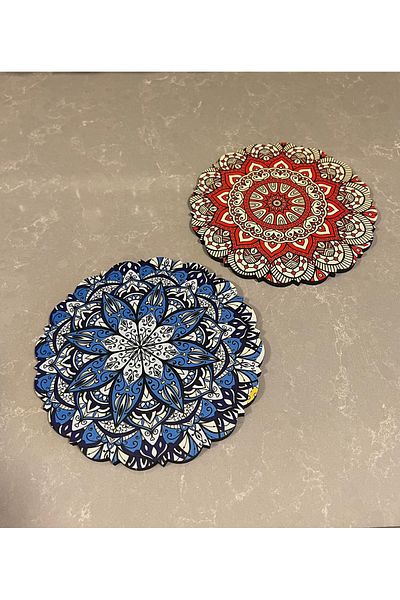Bremen Home 2-Piece Round Trivet- Teapot Pot Pan Mat (Mixed Color)