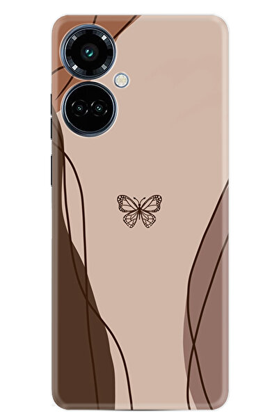 TECNO Camon 19 Pro Kılıf Boutique Baskılı Resimli Kahve Kelebek Pcode -038