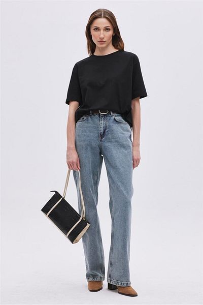 SHERIN Tricou de bază din bumbac negru