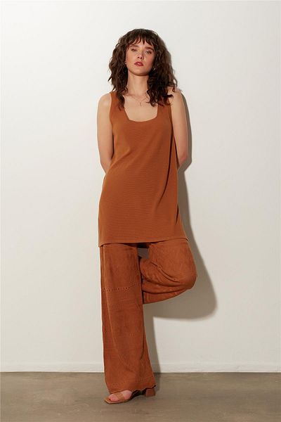 SHERIN Mustard Knitted Patterned Knitwear Tunic Trousers Set