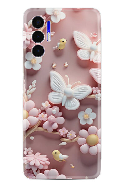 TECNO Pova 3 Kılıf Boutique Baskılı Resimli Pembe Kelebekler Pcode -088