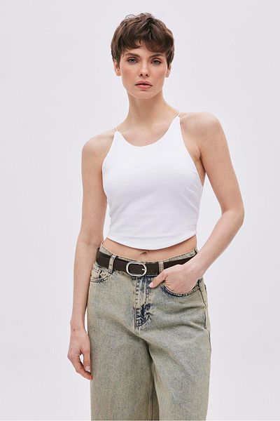 SHERIN White Halter Neck Crop