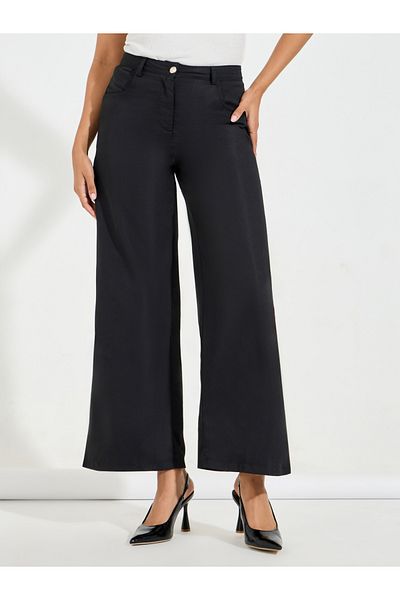 Styli Solid Wide Leg Full Length Pants