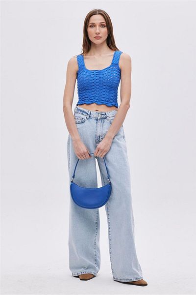 SHERIN Tricot albastru Crop Top